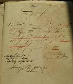 Obr. č. 9. Potvrzení o tom, že nájemce pivovaru Václav Ulbrich uvařil r. 1817 45 várek piva:
„Zeugniss. Von dem Magistrat den Stadt Lobochowitz wir hiermit bestätiget, daß von 1. [Novem]ber [1]817 bis als [Okto]ber [1]818 der hier städtishce Brauhauspächter herr Wenzel Ulbich nach dem ausfossteziste [?] 45 Gebrau gemacht hat. Sigl Libochowitz am 30. [Okto]ber [1]818. Adalb[ert] Johann Schwab, Bürgermeister mp."
(SOA Ltm, Vs. Libochovice, kt. 159, č. 109.)