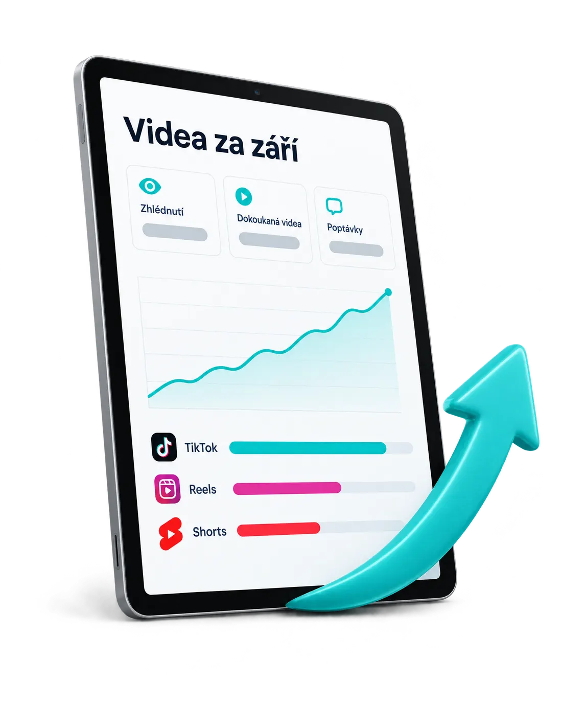 Tablet s ukázkou reportu: Videa za září