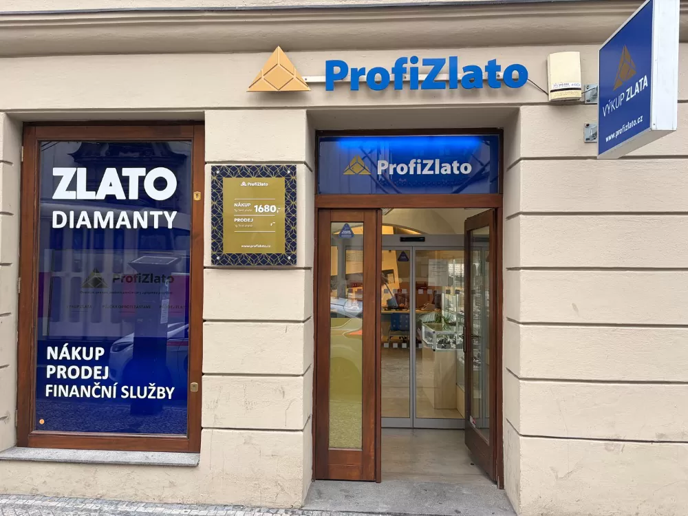 Výloha a vchod prodejny ProfiZlato ve Spálené ulici